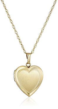 14k Yellow Gold-Filled Engraved Heart Locket Necklace, 18