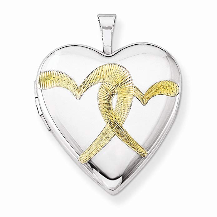 Lockets Sterling Silver Gold-plated Linked Hearts 20mm Heart