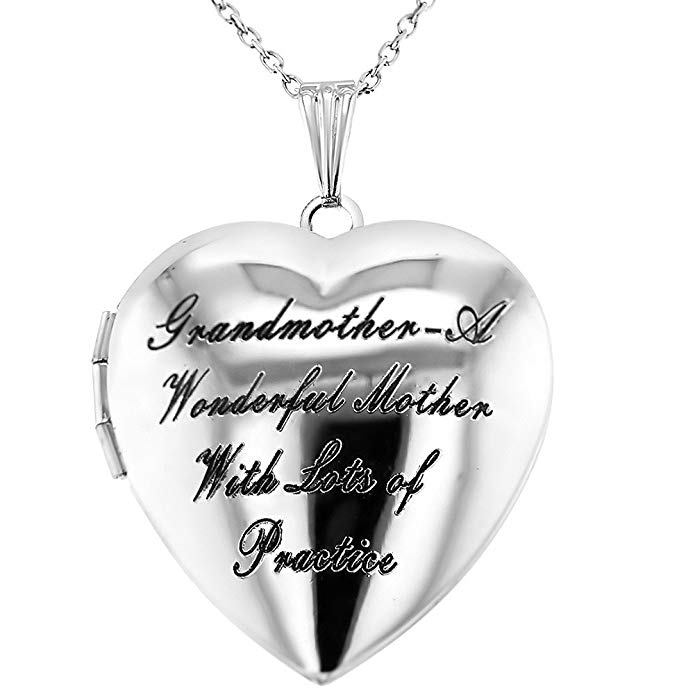 In Season Jewelry Heart Shaped Photo Locket Grandmother Granddaughter Love Pendant Necklace 19