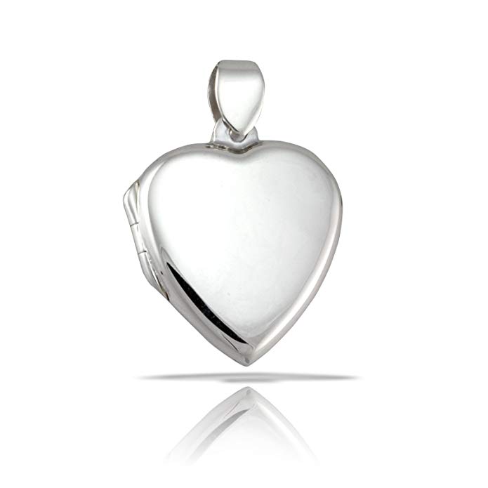 WithLoveSilver Sterling Silver 925 Classic Plain Heart Locket Pendant