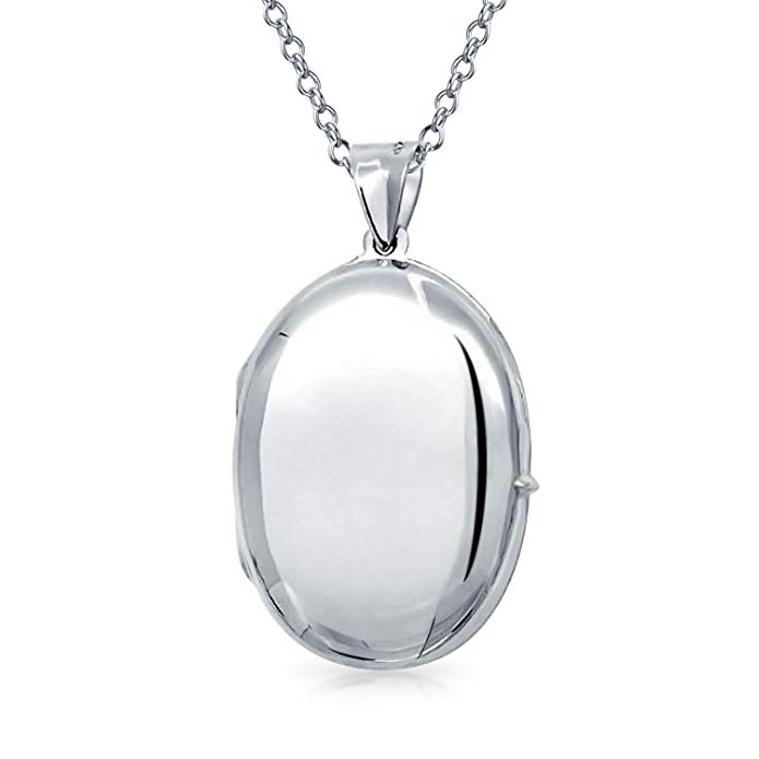 Timeless Polished Oval Locket Pendant Sterling SIlver Necklace 18 Inches