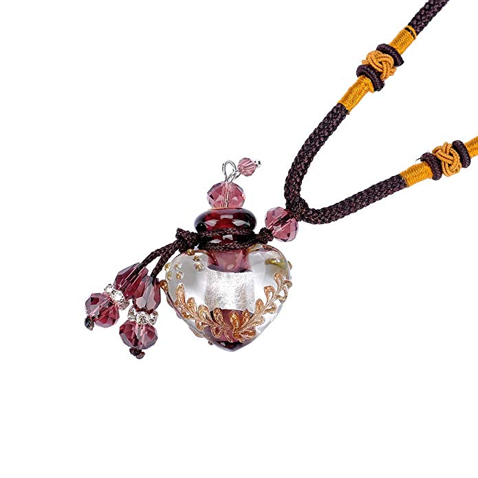 HooAMI Aromatherapy Essential Oil Difusser Jewelry Necklace Glass Handcraft Aromatherapy Pendant