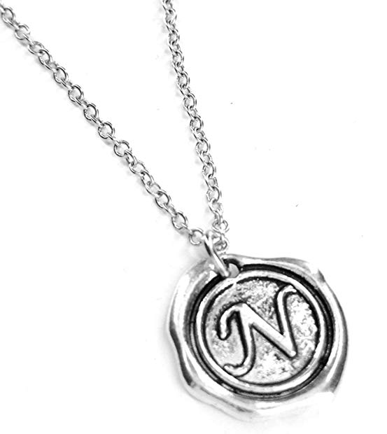 Fallen Saint Letter N Wax Seal Initial Necklace