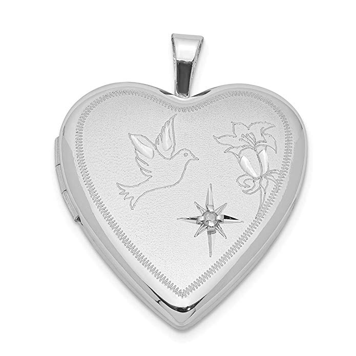 925 Sterling Silver Diamond Dove Flower Heart Photo Pendant Charm Locket Chain Necklace That Holds Pictures Fine Jewelry For Women Gift Set