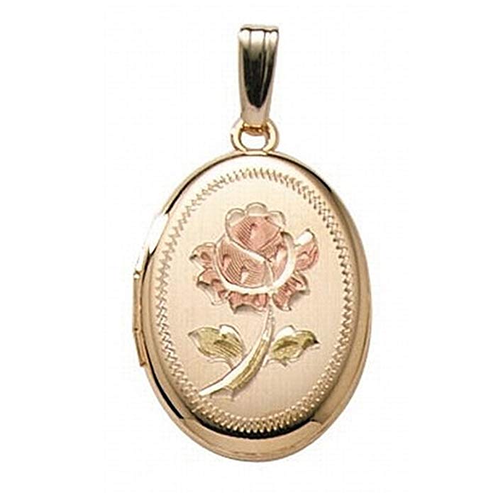 14K Gold Filled Rose Oval Locket 3/4 Inch X 1 Inch