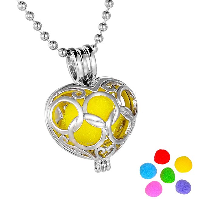 HooAMI Five Circles Heart Aromatherapy Essential Oil Diffuser Necklace Pendant Magical Box Locket Jewelry