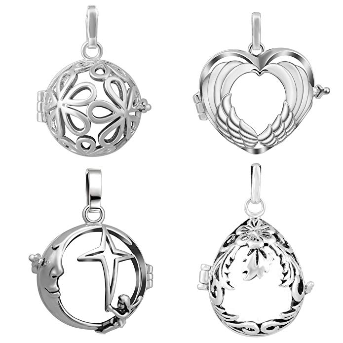 EUDORA Harmony Bola Sterling Silver Plated Pendant for 20mm Chime Bola Perfume Cage Pack of 4