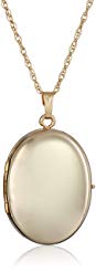 14k Gold-Filled Oval Polished Four-Picture Family Locket Necklace