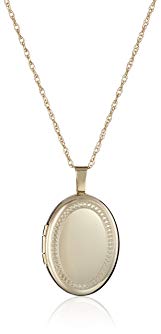 14k Gold-Filled Oval Milgrain Edge Locket Necklace, 18