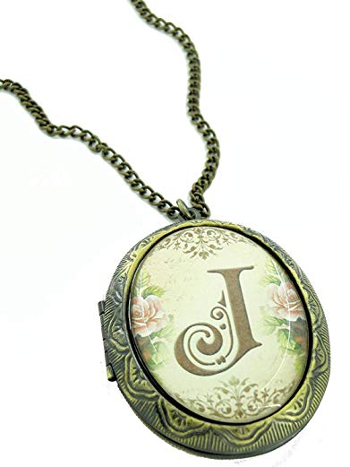 Fallen Saint Floral Initial J Cameo Locket Necklace