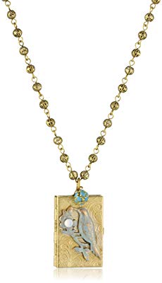 Lenora Dame Romantic Blue Bird Locket Necklace