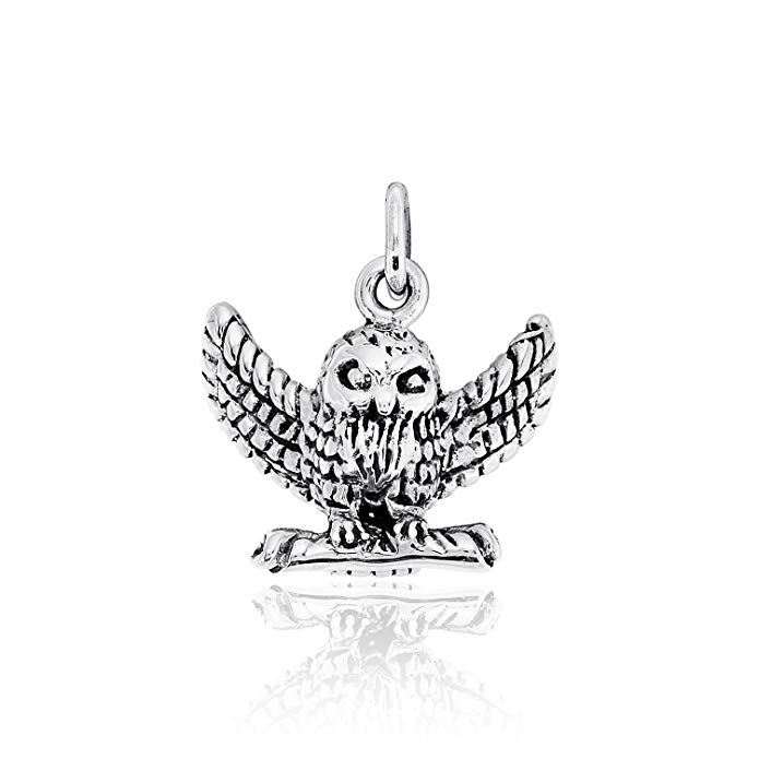 WithLoveSilver Solid Sterling Silver 925 3D HP Owl Pendant