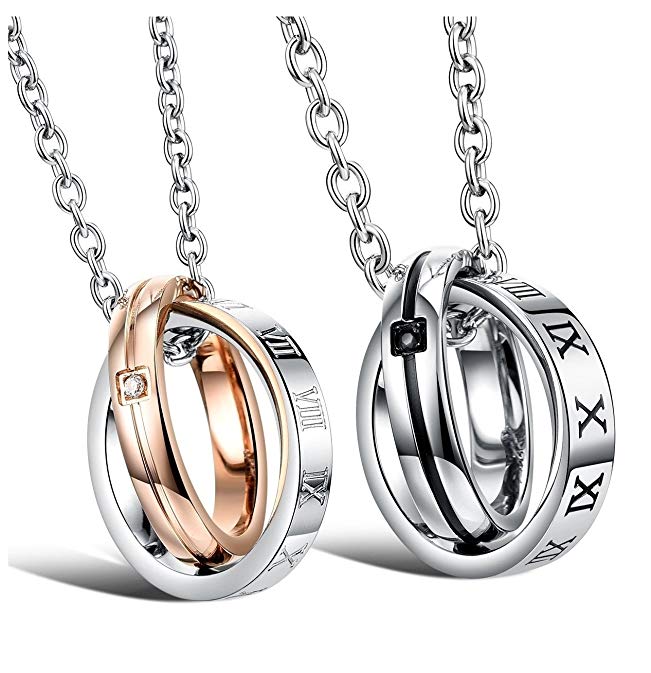 Titanium Couple Pendant Necklace 