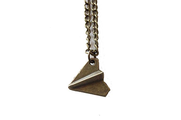 Ancient Bronze Paper Airplane Necklace