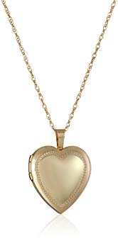 14k Gold-Filled Heart Millgrain Edge Locket Necklace, 18