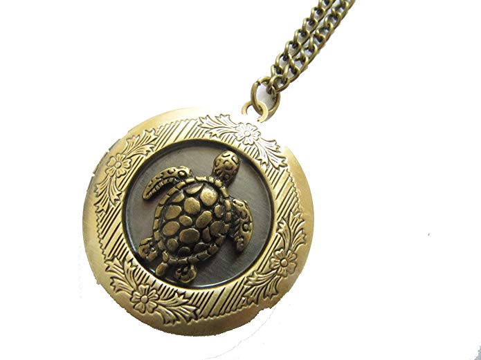 Personalized Turtle Locket Necklace,turtle Jewelry,sea Turtle Locket Pendant,beach Jewelry