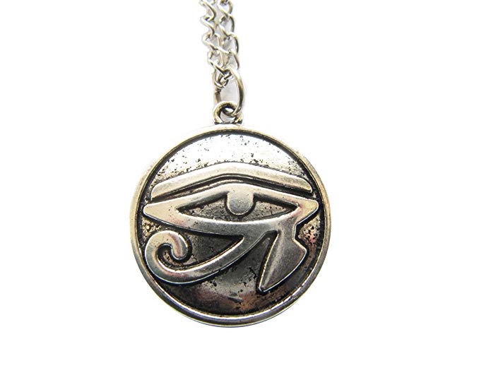 Ancient Silver Egyptian Necklace, Eye of Horus, Egyptian Jewelry, Hieroglyph Charm Pendant