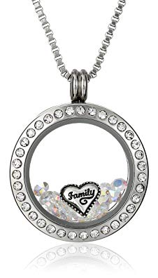 Charmed Lockets Family Heart Swarovski Crystal Charm Locket Necklace, 24