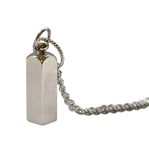 Silver Secret Capsule Cremation Urn Remains Stash Memorial Pendant Necklace - Stainless Steel