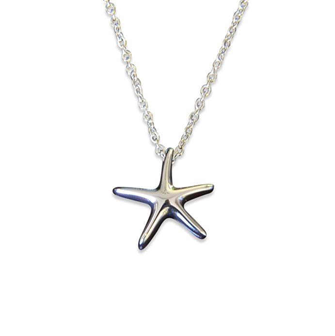 Silver Starfish with a Secret Cremation Necklace - Stainless Steel Urn Pendant