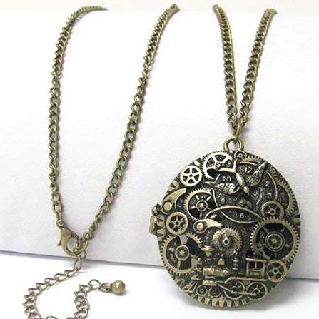 Silver Insanity Steampunk Gears and Train Scent Aroma Locket Pendant with 30