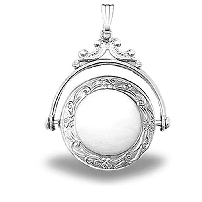 Sterling Silver Round Swivel Picture Locket 3/4 Inch X 3/4 Inch