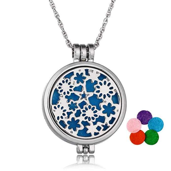 Aromatherapy Essential Oil Diffuser Glow in Dark Locket Pendant Necklace for Women