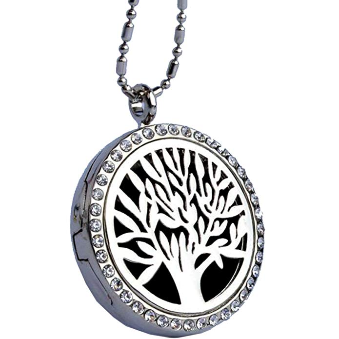 Aromatherapy Essential Oils Diffuser Magnetic 30mm Locket Pendant Necklace