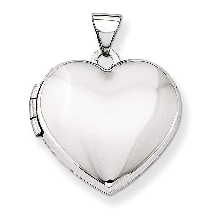 14k White Gold Domed Heart Locket