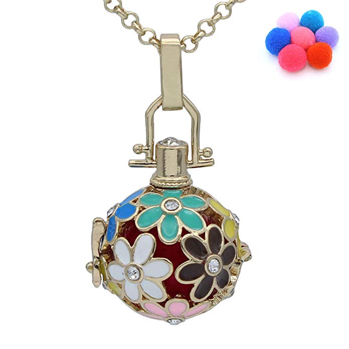 Environmental Copper Spherical Flower Locket Necklace for Aromatherapy Essential Oil Fragrance Diffuser