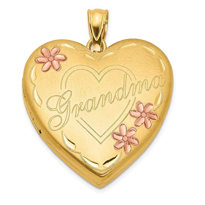 1/20 Gold Filled Grandma 23mm Enameled Heart Photo Pendant Charm Locket Chain Necklace That Holds Pictures Fashion Jewelry For Women Gift Set