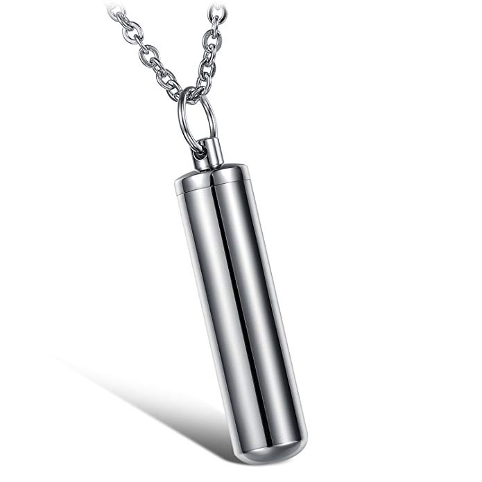 Brand New Titanium Stainless Steel Energy Cylinder/reservoir Creative Stylish Pendant Necklace in a Gift Box