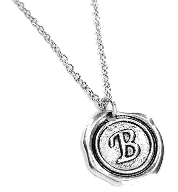 Fallen Saint Letter B Wax Seal Initial Necklace