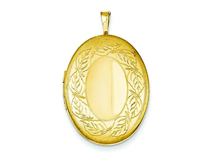 Finejewelers 1/20 Gold Filled 20mm Leaf Border Oval Locket Necklace Chain Included