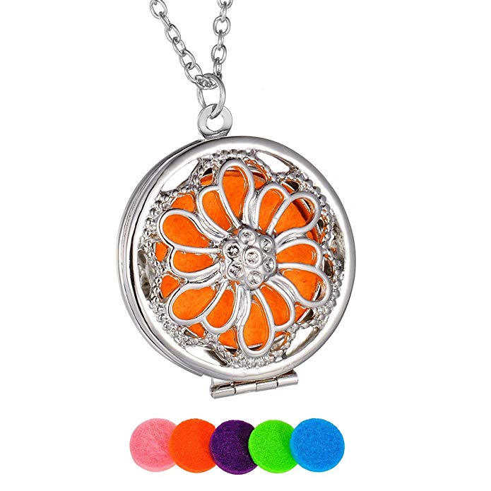 HooAMI Flower Aromatherapy Essential Oil Diffuser Necklace Pendant Magical Box Locket Jewelry