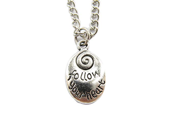 Follow Your Heart Ancient Silver Charm Pendant Necklace