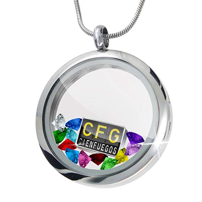 NEONBLOND Floating Locket Set CFG Airport Code for Cienfuegos