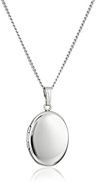 Sterling Silver Polished Oval Locket Necklace