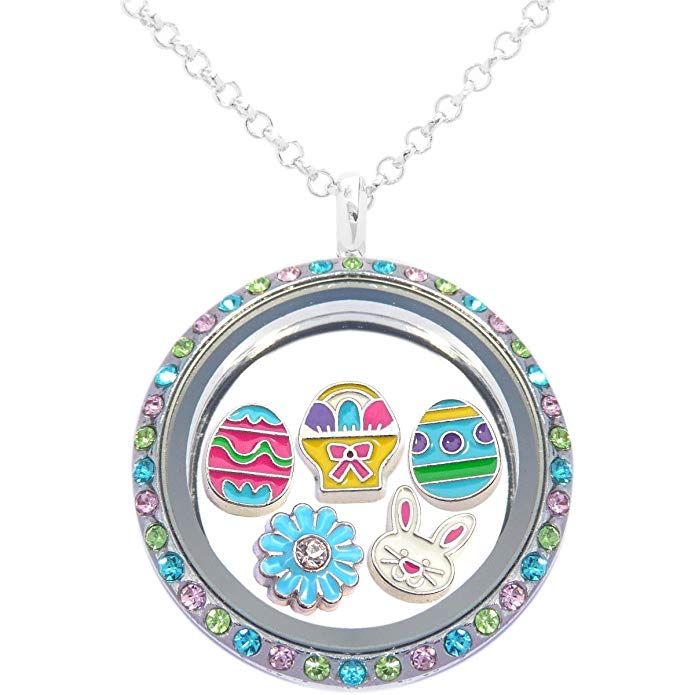 Easter Floating Locket Set Including Necklace and 5 Locket Charms