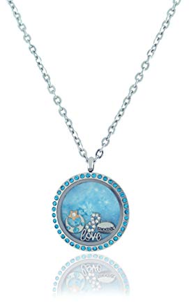 Floating Adjustable Locket Necklace with Choice of 4 Charms and Matching Chain