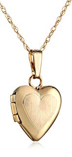 Girls' 14k Yellow Gold Heart Locket Pendant Necklace, 13