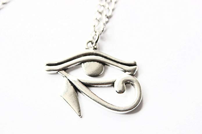 Ancient Silver Egyptian Necklace, Eye of Horus, Egyptian Jewelry, Hieroglyph Charm