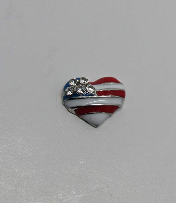 American Flag Heart Floating Charm