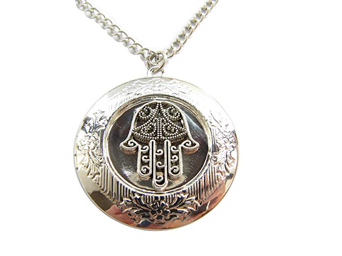 Hamsa Locket Necklace, Ancient silver Locket Necklace, Hand of Fatima,Hamsa Charm Locket, Fatima Hand, Protection Locket