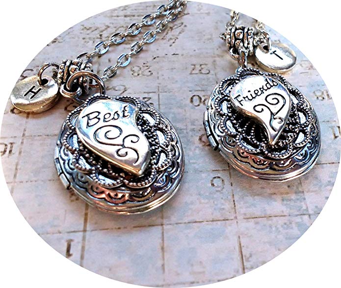 Best Friends Half-Heart Filigree Locket Necklaces - set of 2 - hand-crafted with Love